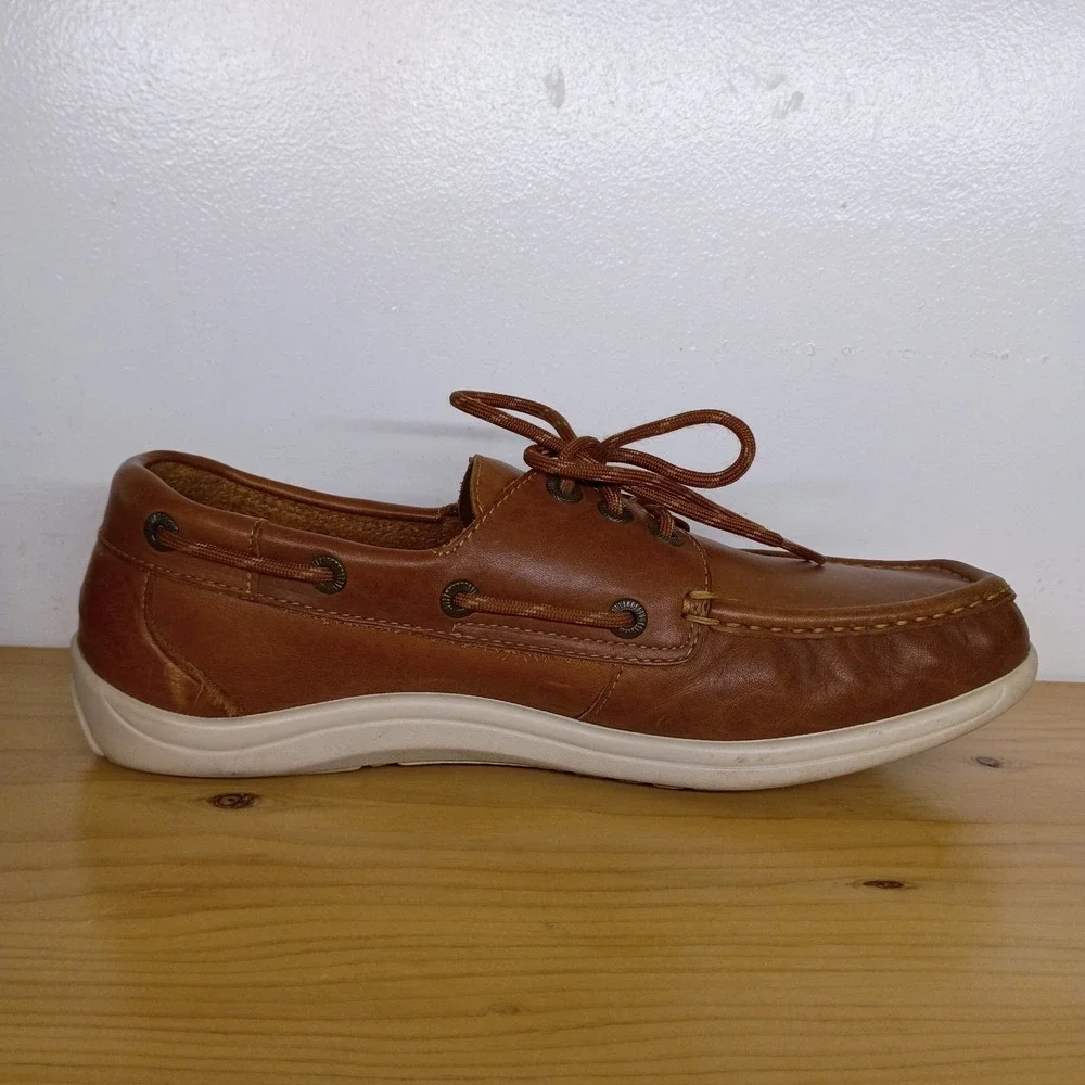 SAS Boat Shoe‎ Decksider Lace Up Brown Leather 10 M Tripad Comfort Moccasin USA
